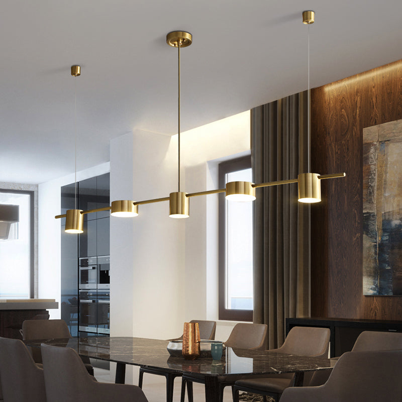 Luces colgantes de isla de metal de isla de cilindro de estilo contemporáneo