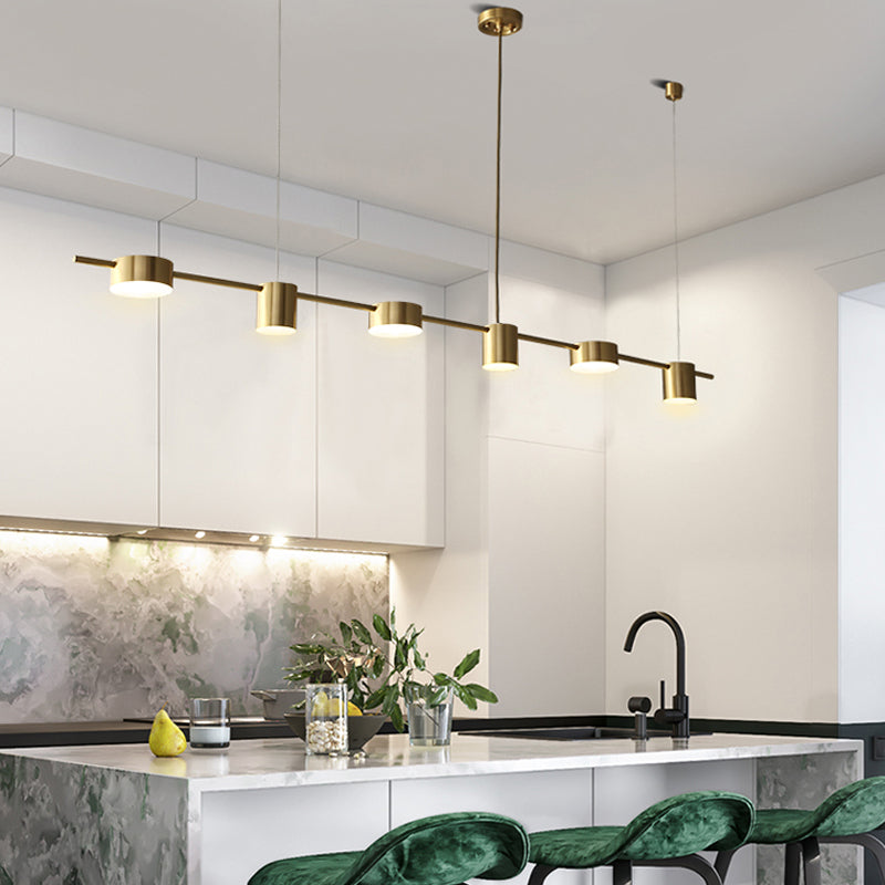 Luces colgantes de isla de metal de isla de cilindro de estilo contemporáneo