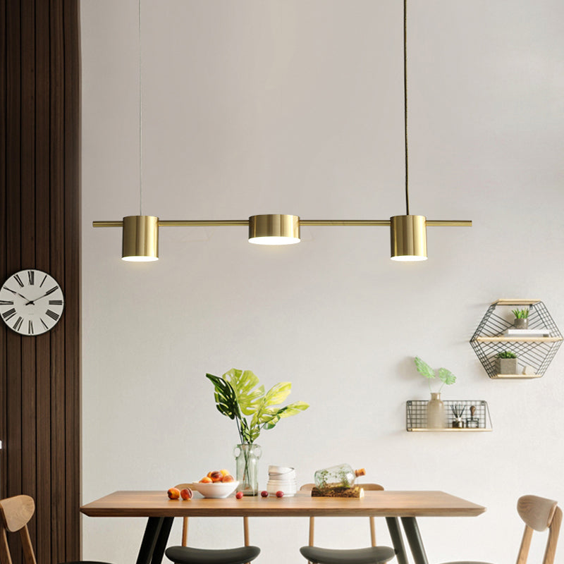 Luces colgantes de isla de metal de isla de cilindro de estilo contemporáneo