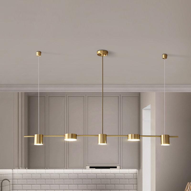 Luces colgantes de isla de metal de isla de cilindro de estilo contemporáneo