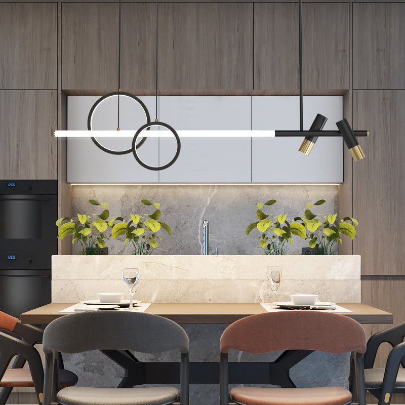 Luces colgantes de la isla de metal de la isla de geometría de estilo moderno