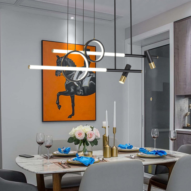 Luces colgantes de la isla de metal de la isla de geometría de estilo moderno