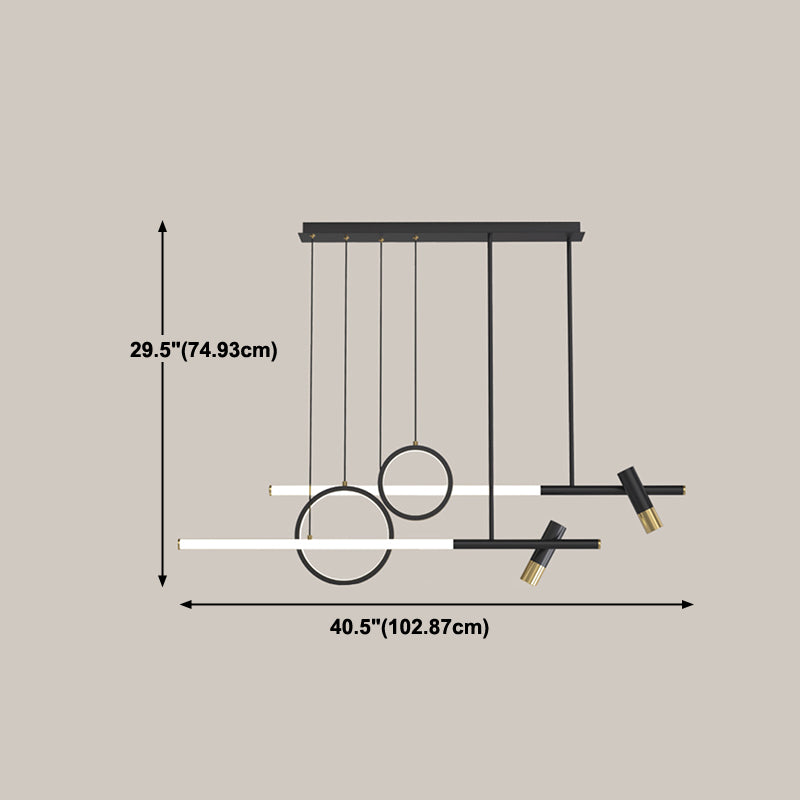 Luces colgantes de la isla de metal de la isla de geometría de estilo moderno