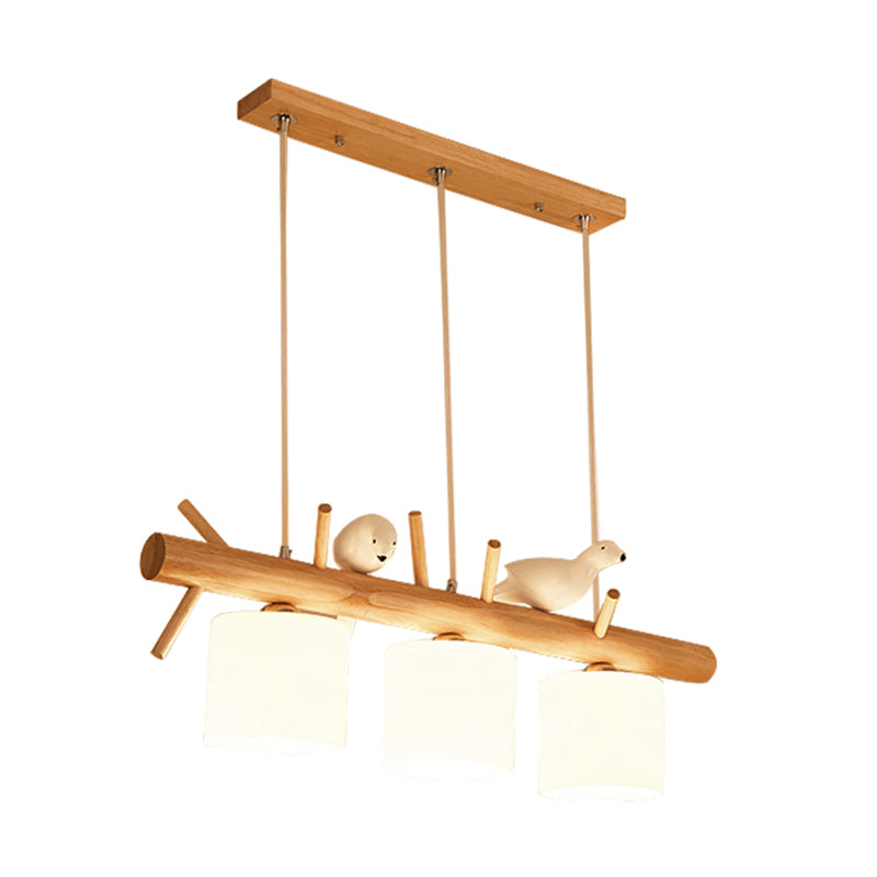 Luces de isla de cilindro de estilo contemporáneo luces colgantes de la isla de vidrio blanco