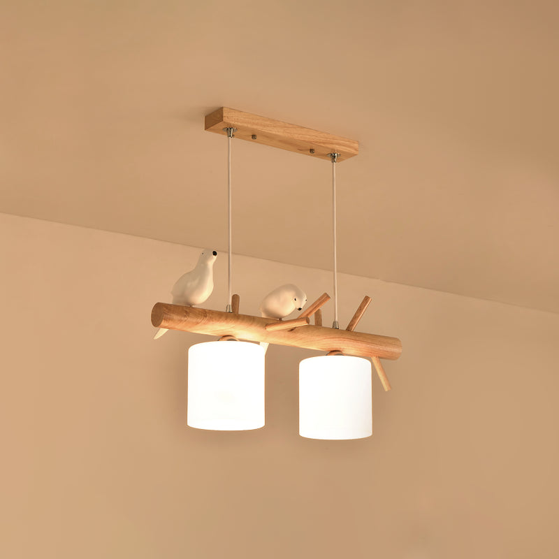 Luces de isla de cilindro de estilo contemporáneo luces colgantes de la isla de vidrio blanco