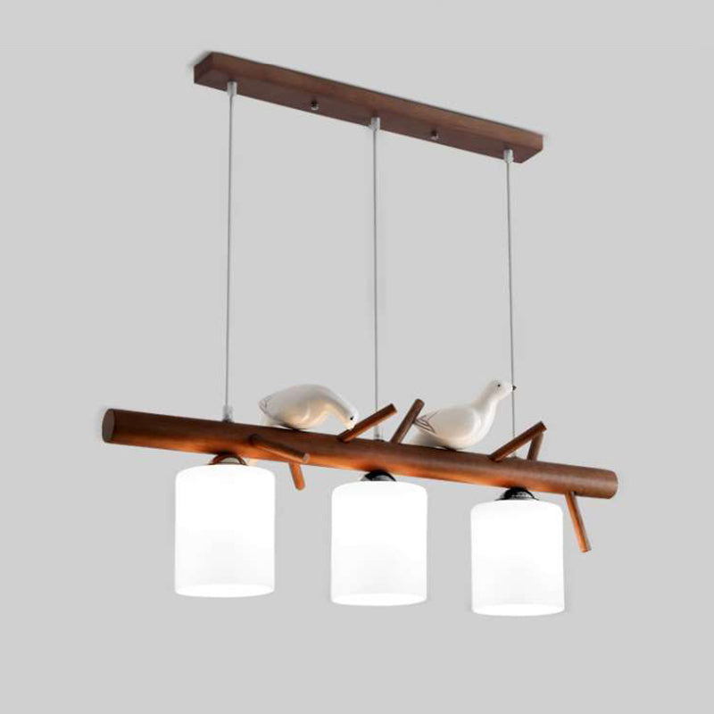 Luces de isla de cilindro de estilo contemporáneo luces colgantes de la isla de vidrio blanco