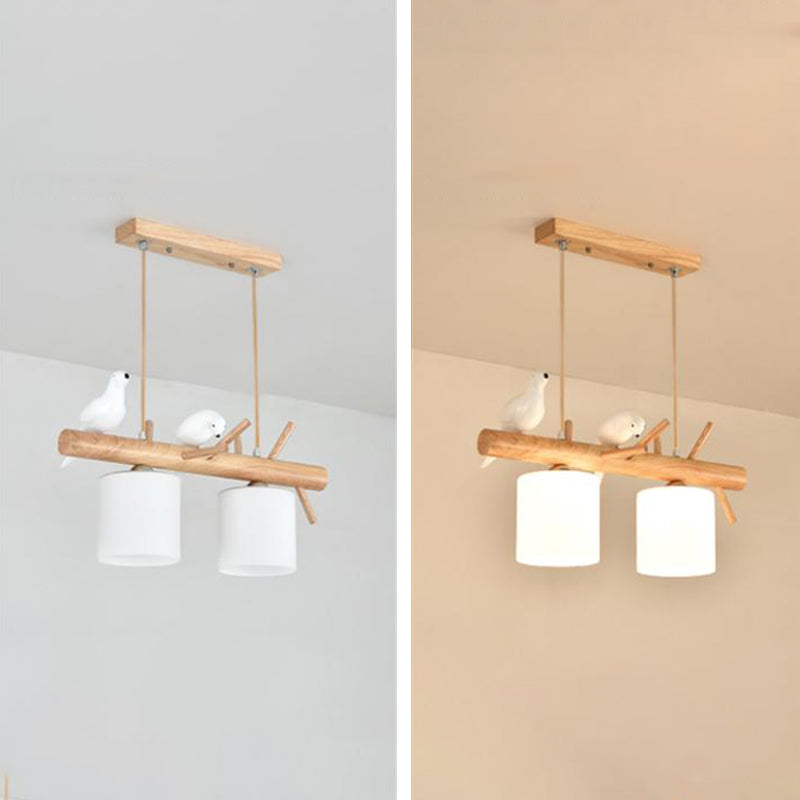 Luces de isla de cilindro de estilo contemporáneo luces colgantes de la isla de vidrio blanco