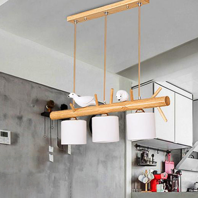 Luces de isla de cilindro de estilo contemporáneo luces colgantes de la isla de vidrio blanco