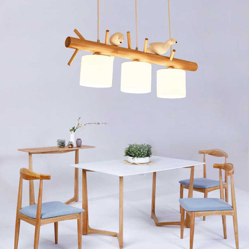 Luces de isla de cilindro de estilo contemporáneo luces colgantes de la isla de vidrio blanco