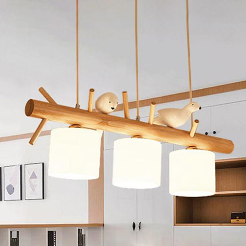 Luces de isla de cilindro de estilo contemporáneo luces colgantes de la isla de vidrio blanco