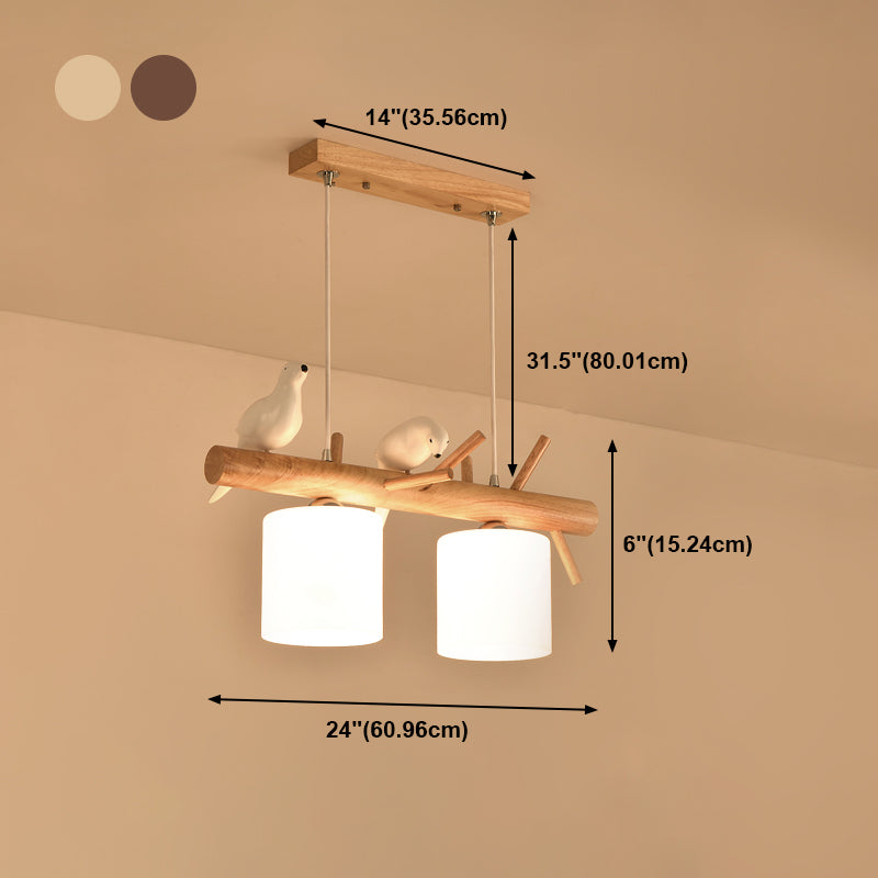 Luces de isla de cilindro de estilo contemporáneo luces colgantes de la isla de vidrio blanco