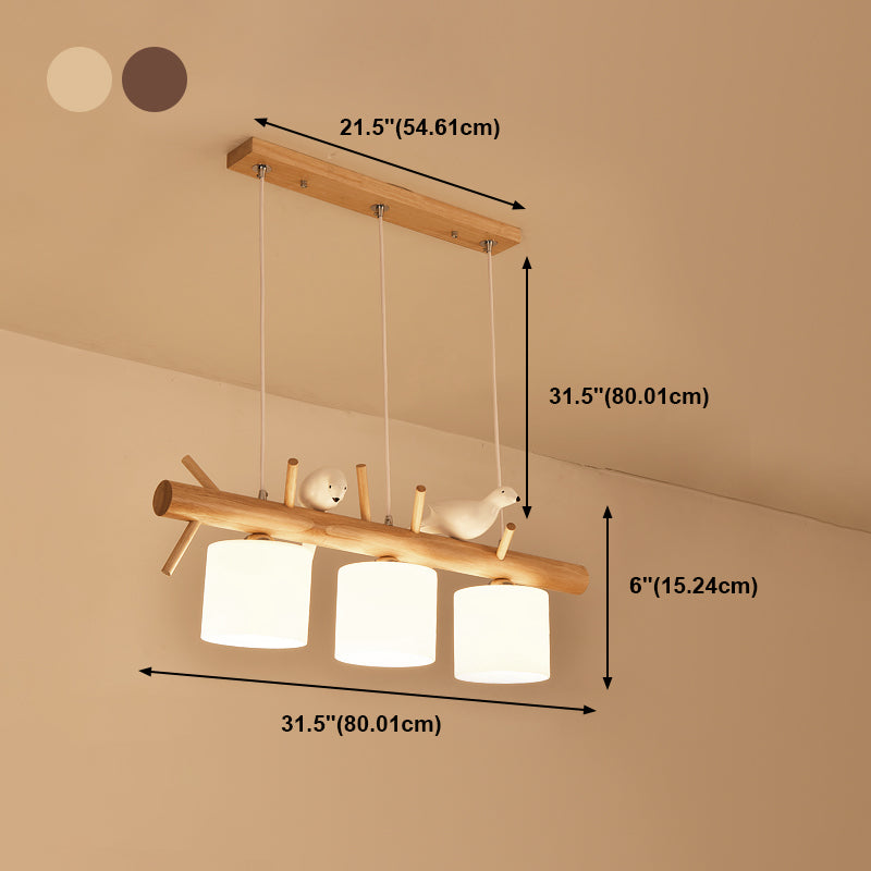 Luces de isla de cilindro de estilo contemporáneo luces colgantes de la isla de vidrio blanco