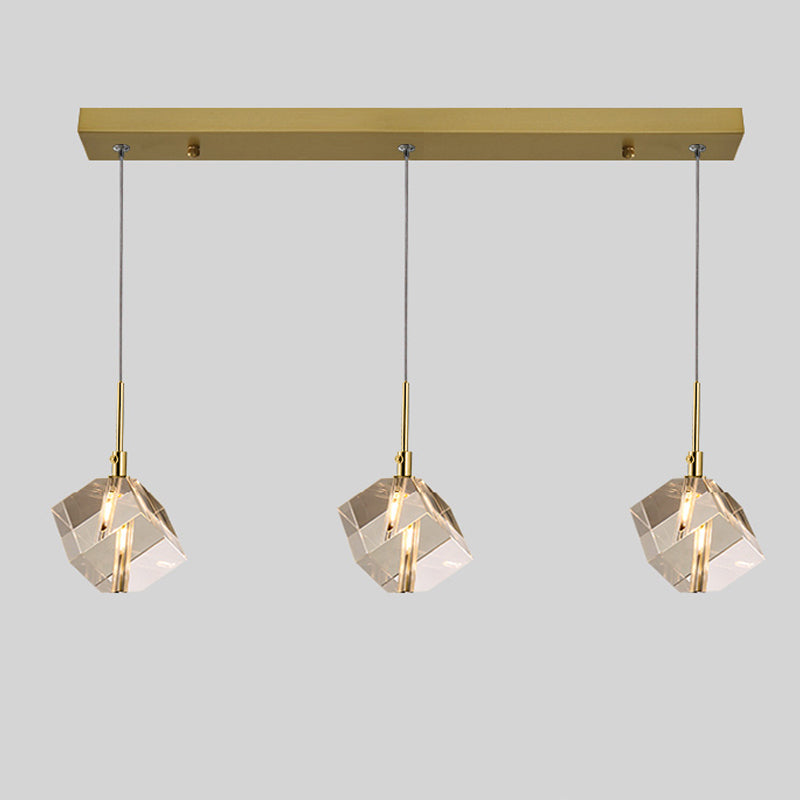 Accesorios de iluminación de estilo cuadrado moderno Ideas de iluminación de la isla de cristal