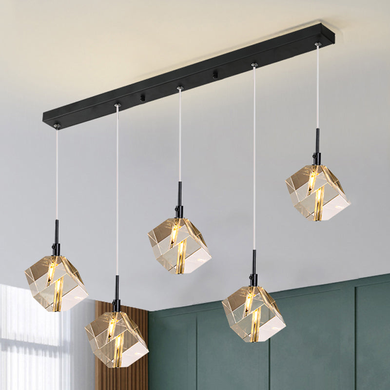 Accesorios de iluminación de estilo cuadrado moderno Ideas de iluminación de la isla de cristal