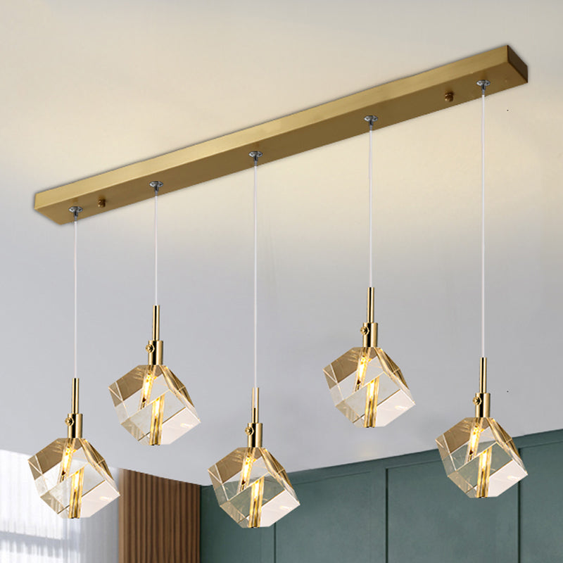 Accesorios de iluminación de estilo cuadrado moderno Ideas de iluminación de la isla de cristal