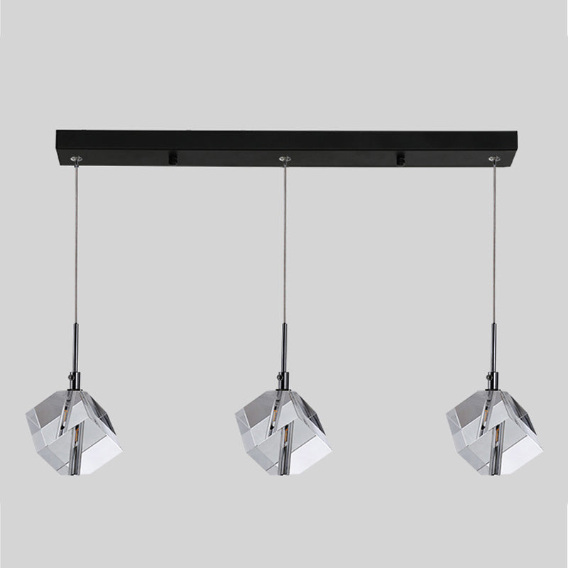 Accesorios de iluminación de estilo cuadrado moderno Ideas de iluminación de la isla de cristal