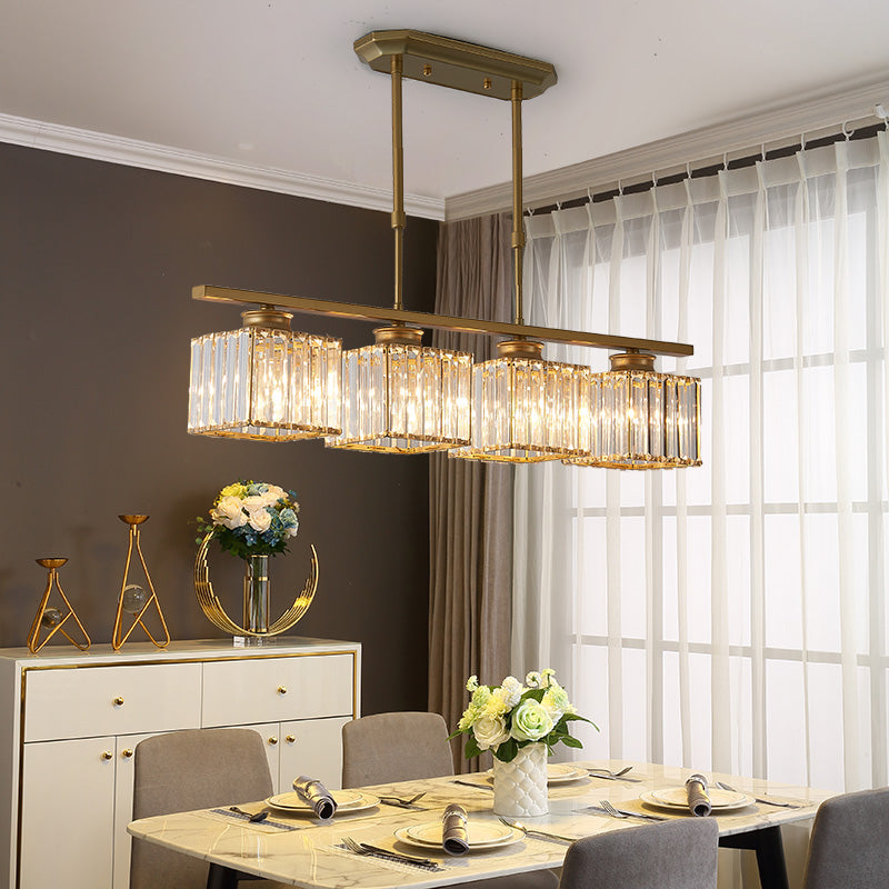 Modern Style Square Island Lighting Fixtures Crystal Island Pendant Lights