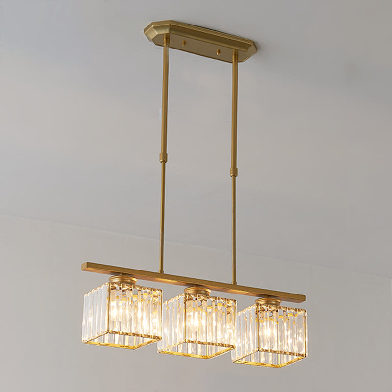 Modern Style Square Island Lighting Fixtures Crystal Island Pendant Lights