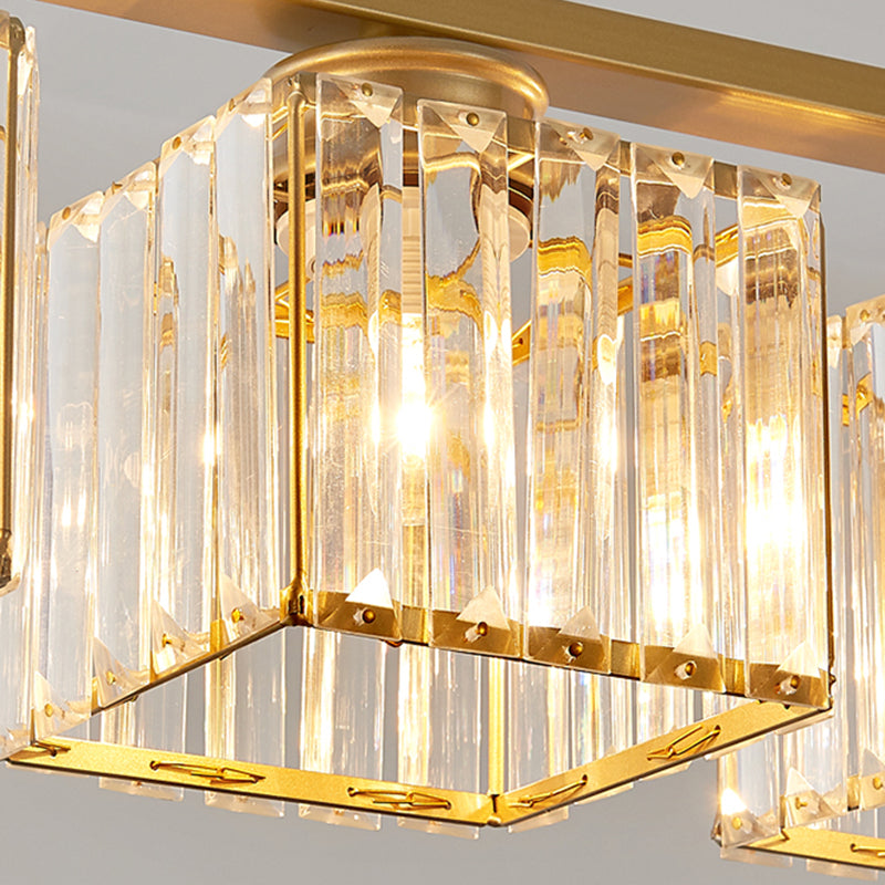 Modern Style Square Island Lighting Fixtures Crystal Island Pendant Lights