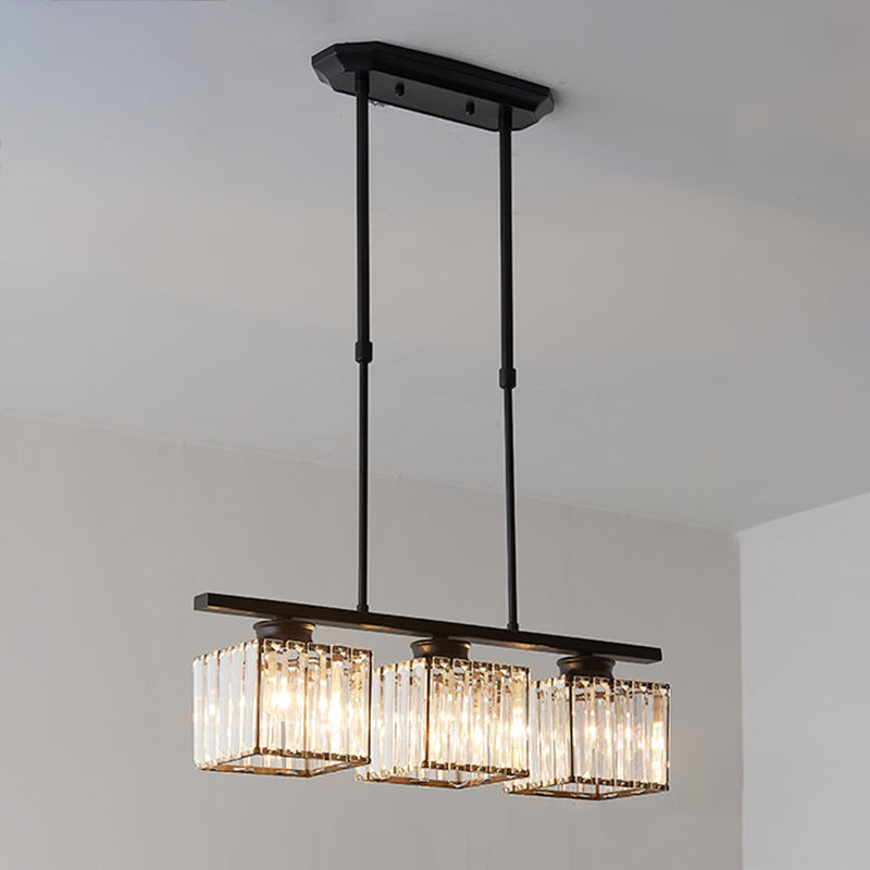 Modern Style Square Island Lighting Fixtures Crystal Island Pendant Lights