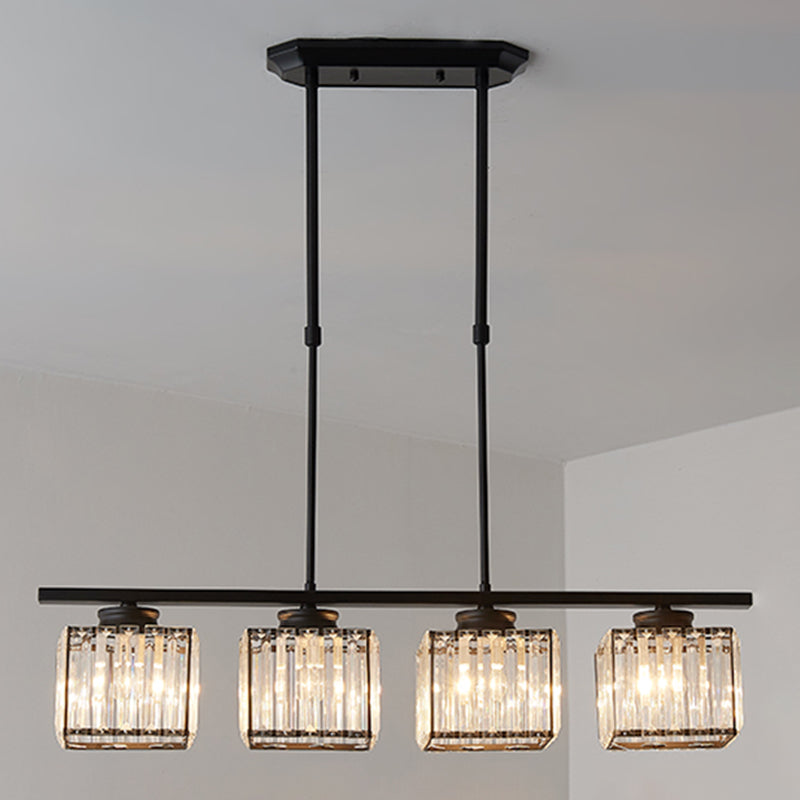 Modern Style Square Island Lighting Fixtures Crystal Island Pendant Lights