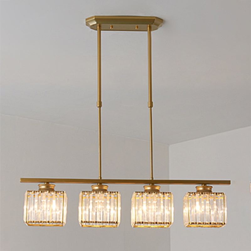 Modern Style Square Island Lighting Fixtures Crystal Island Pendant Lights