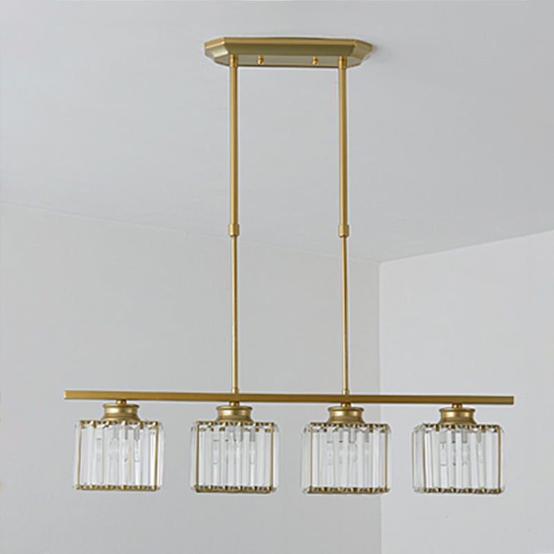 Modern Style Square Island Lighting Fixtures Crystal Island Pendant Lights