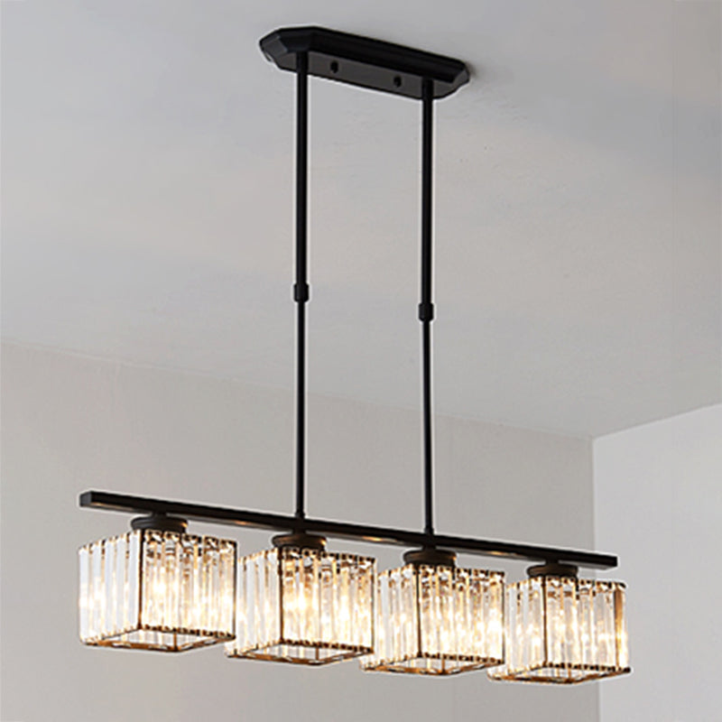 Modern Style Square Island Lighting Fixtures Crystal Island Pendant Lights