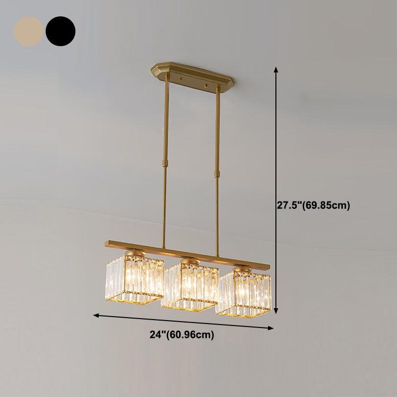 Modern Style Square Island Lighting Fixtures Crystal Island Pendant Lights