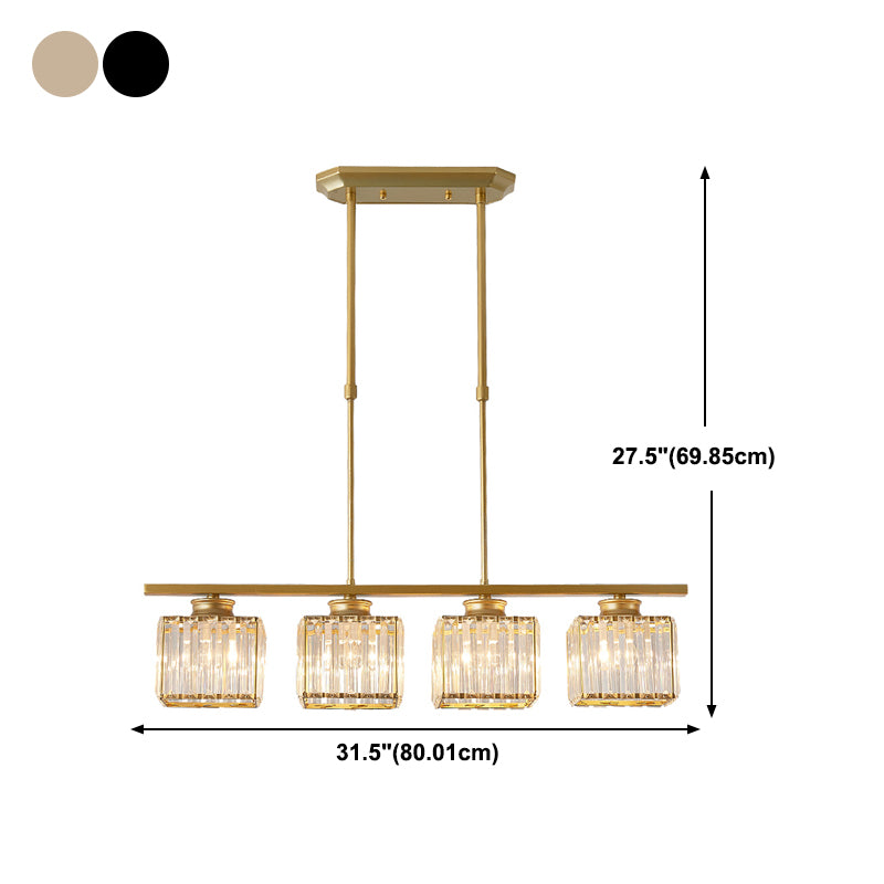 Modern Style Square Island Lighting Fixtures Crystal Island Pendant Lights