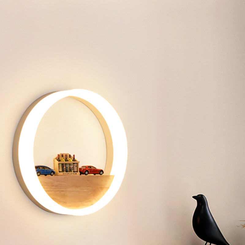 Moderner Wandleuchte runde Form Holz 1-Licht-Wandhalterung Licht