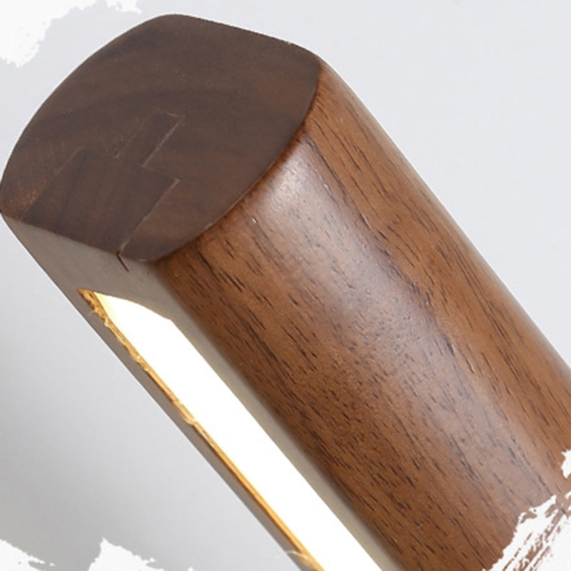Wood Linear Shade Wall Sconce Modern 1-Light Mirror Wall Wall Lighting Fixtures in Brown