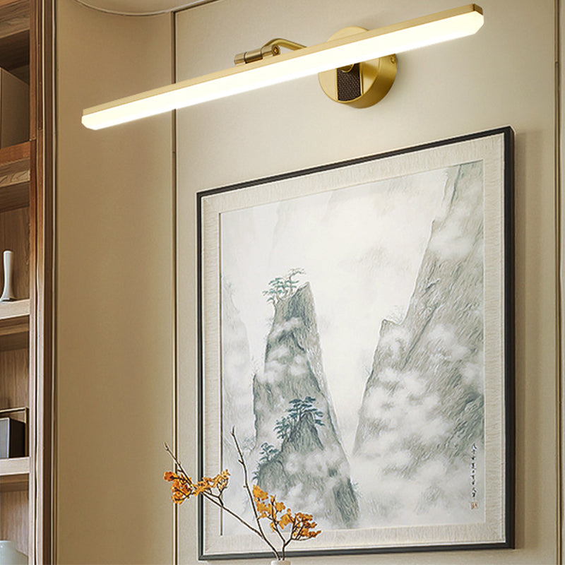 Metal Linear Shape Wall Light Modern Style 1 Light Mirror Wall Mount Light