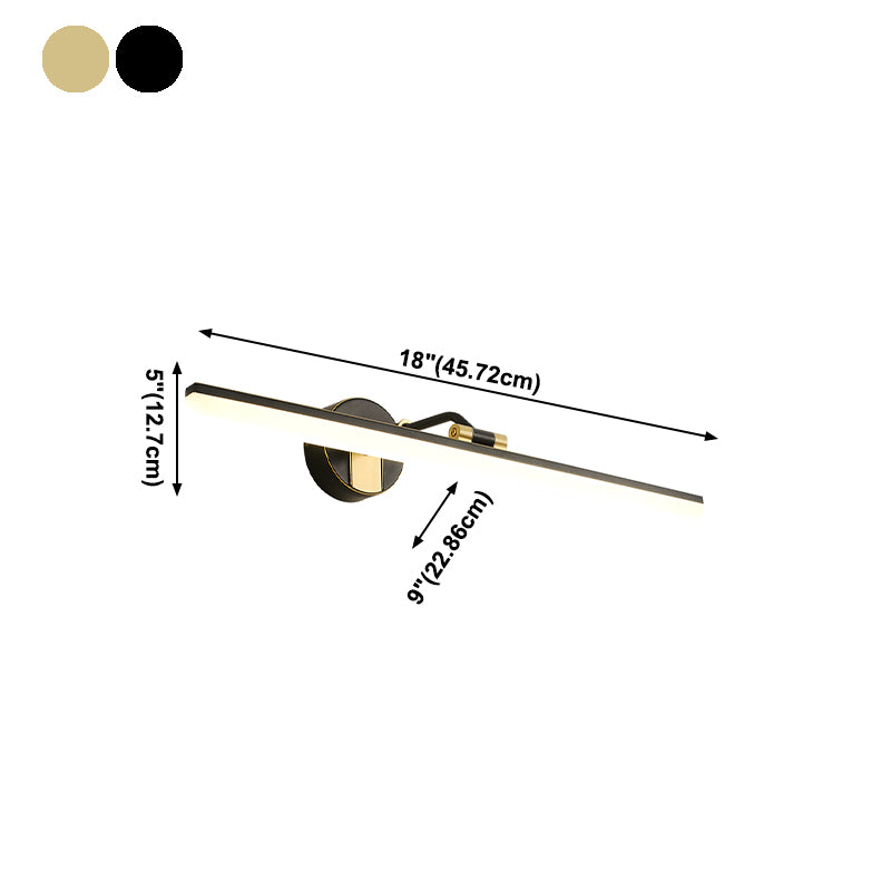 Metal Linear Shape Wall Light Modern Style 1 Light Mirror Wall Mount Light