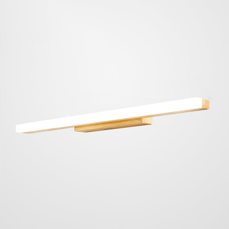Linear Shade Wood Wall Sconce Modern Style 1 Light Mirror Wall Mount Lighting in Brown