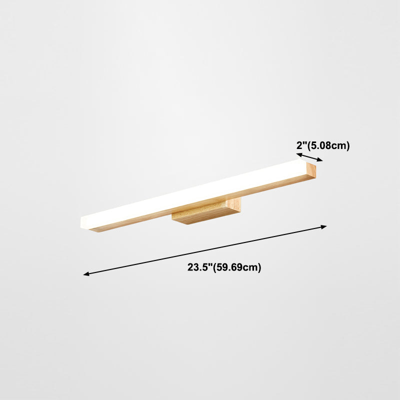 Linear Shade Wood Wall Sconce Modern Style 1 Light Mirror Wall Mount Lighting in Brown