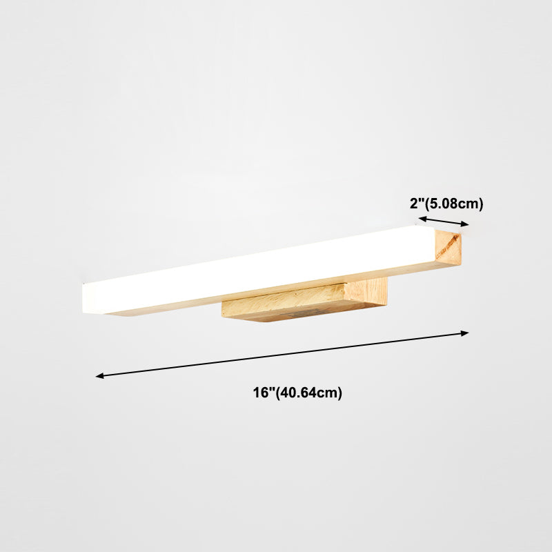 Linear Shade Wood Wall Sconce Modern Style 1 Light Mirror Wall Mount Lighting in Brown