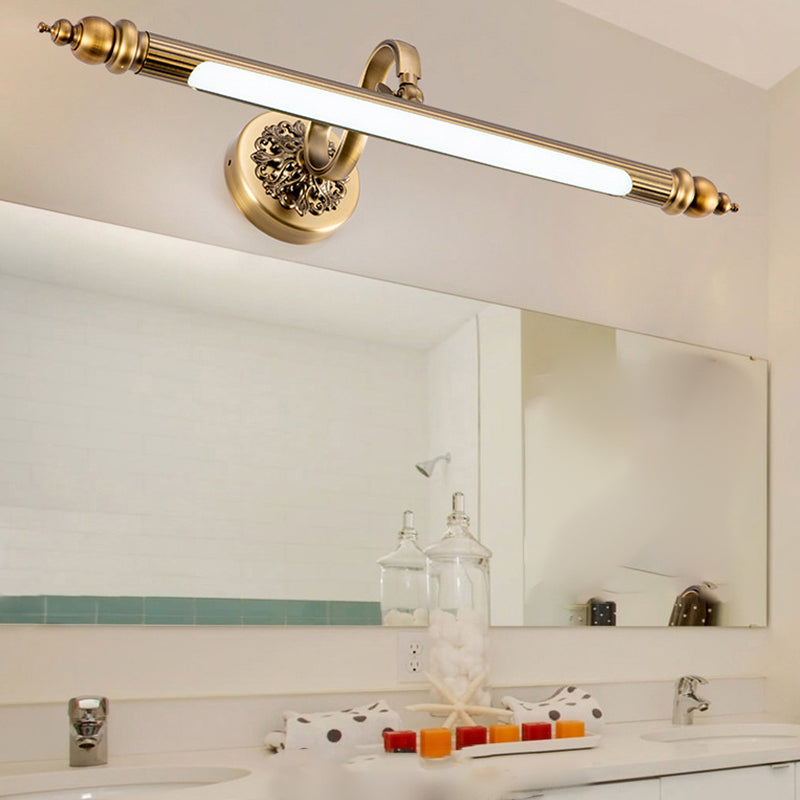 Linear Shade Metal Wall Sconce Modern Style 1-Light Mirror Wall Mount Lighting in Brass