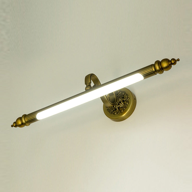 Linear Shade Metal Wall Sconce Modern Style 1-Light Mirror Wall Mount Lighting in Brass