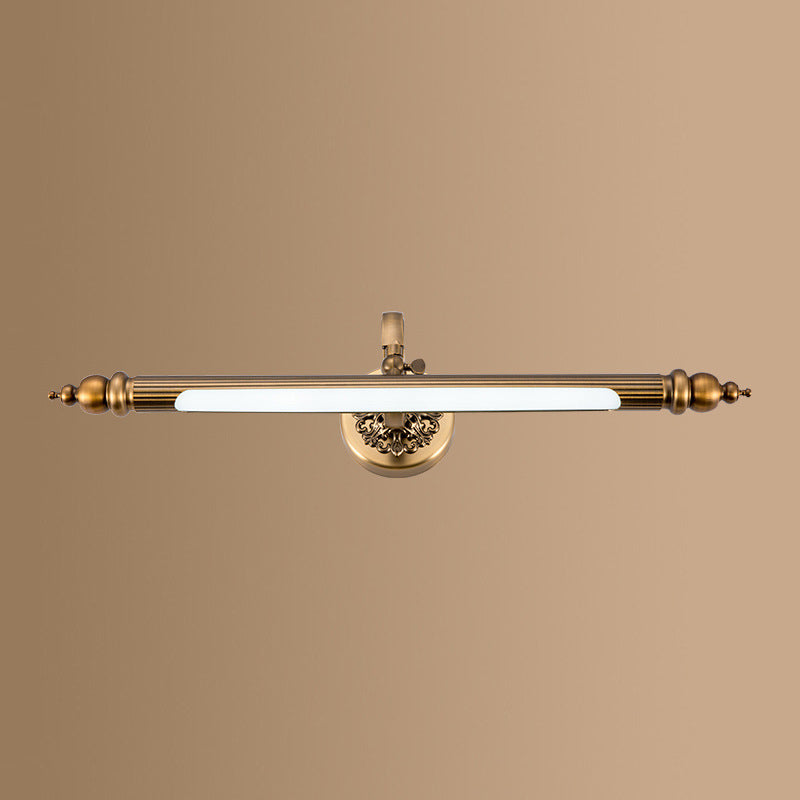Linear Shade Metal Wall Sconce Modern Style 1-Light Mirror Wall Mount Lighting in Brass