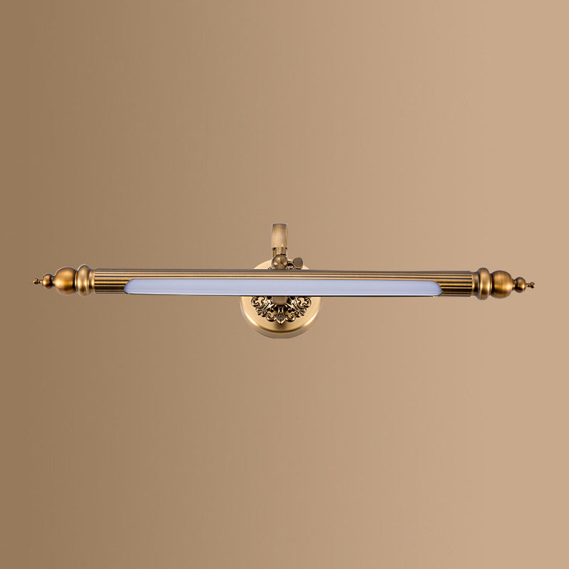 Linear Shade Metal Wall Sconce Modern Style 1-Light Mirror Wall Mount Lighting in Brass