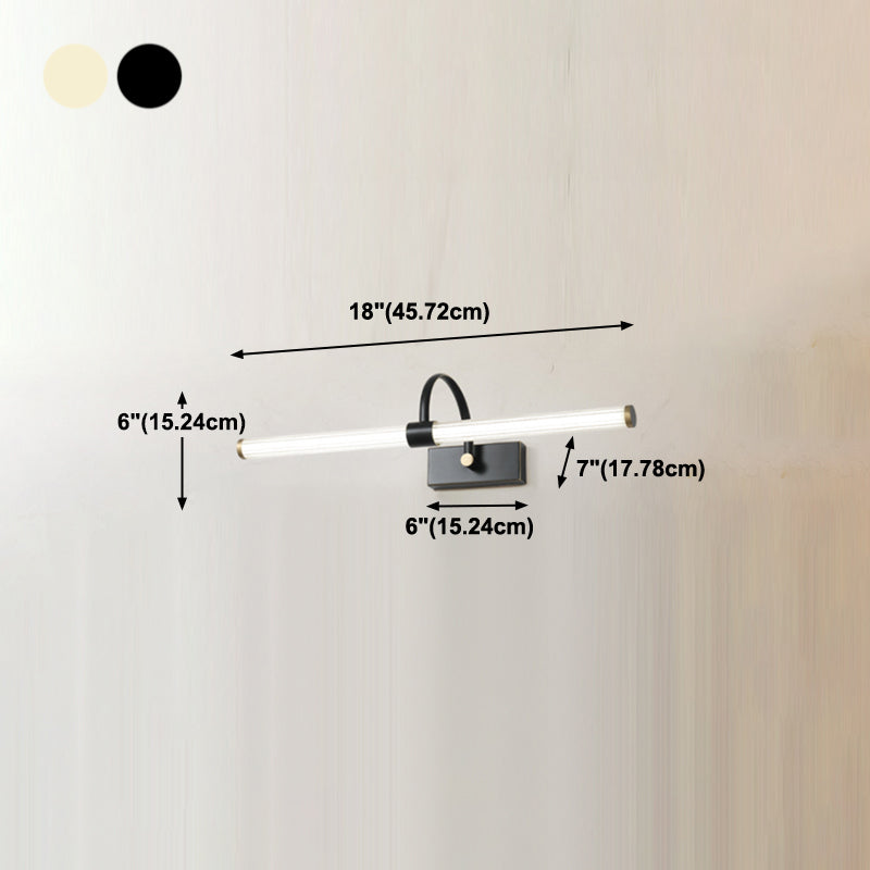 Linear Shade Metal Wall Sconce Modern Style 1 Light Mirror Wall Mount Lighting