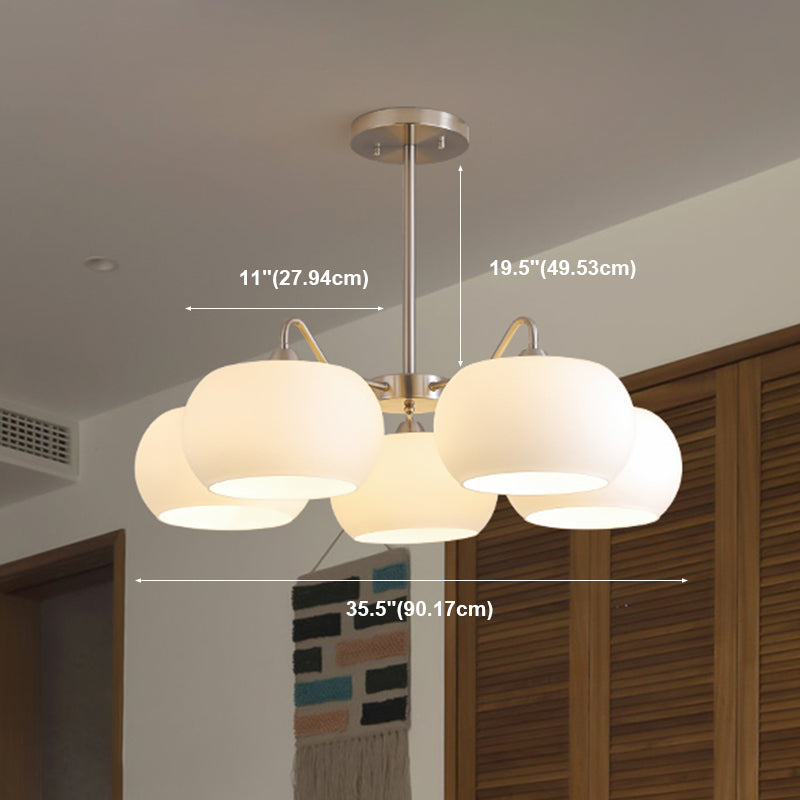 Modern Pendant Light White Glass Sputnik Ceiling Light for Living Room