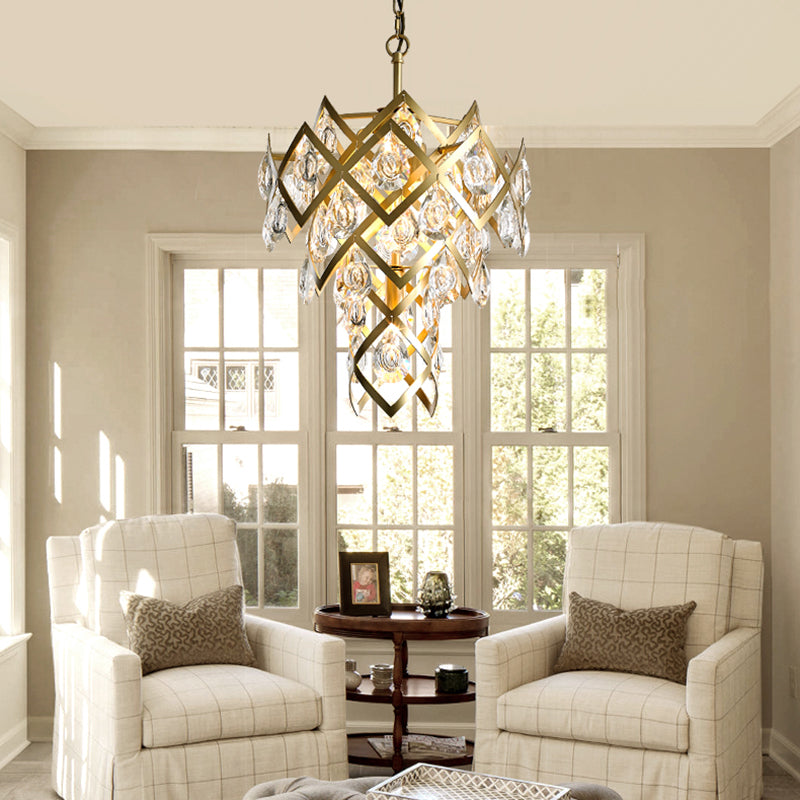 Accesorio de lámpara de lámpara de metal posmoderno lámpara de araña de oro para sala de estar