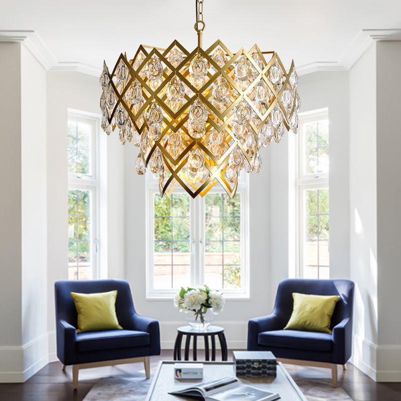 Accesorio de lámpara de lámpara de metal posmoderno lámpara de araña de oro para sala de estar