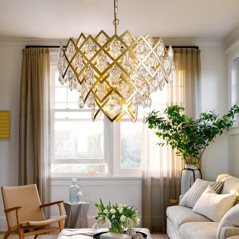 Accesorio de lámpara de lámpara de metal posmoderno lámpara de araña de oro para sala de estar