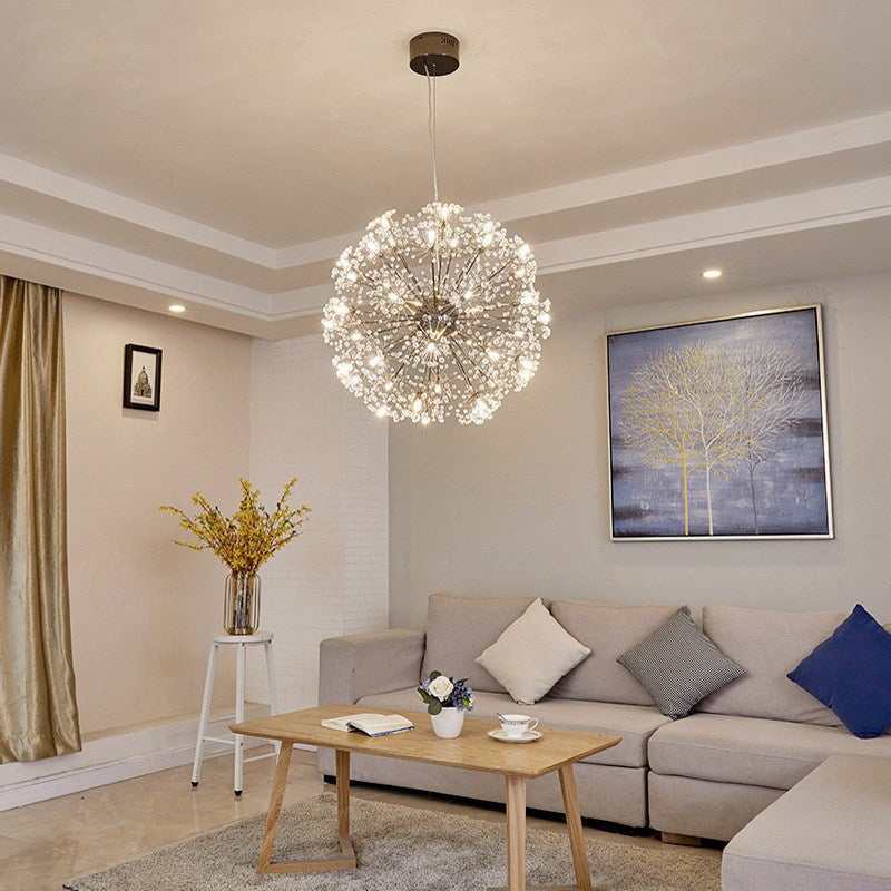 Modern Style Chandelier Light Crystal Sphere Multi Head Pendant Light for Living Room