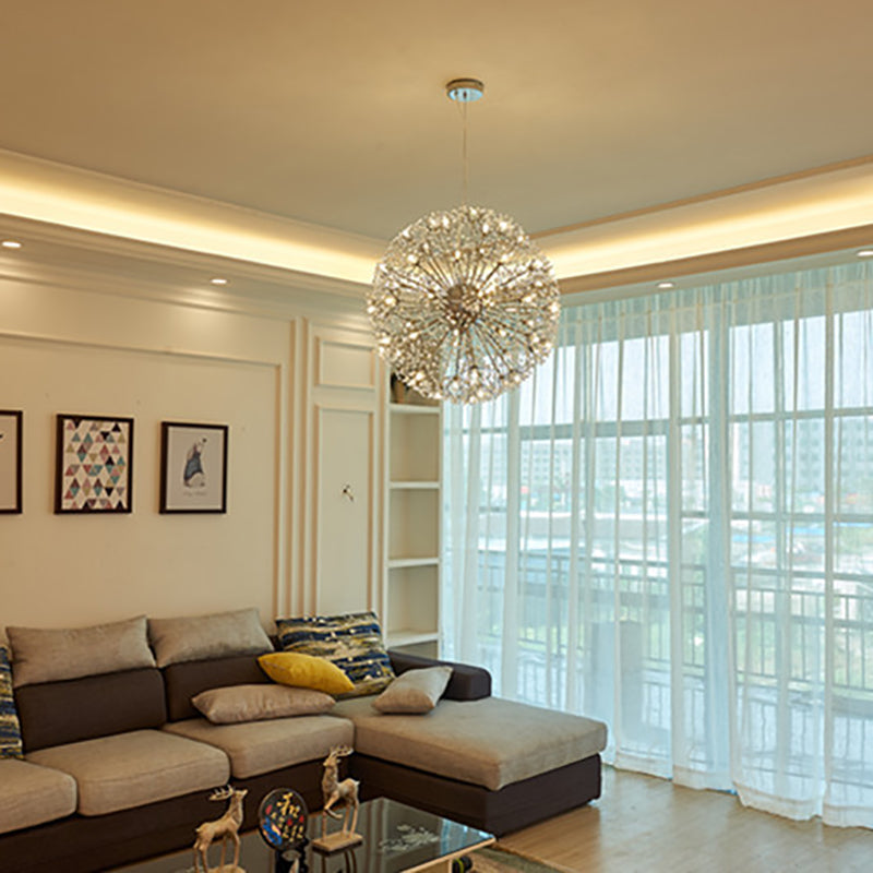 Modern Style Chandelier Light Crystal Sphere Multi Head Pendant Light for Living Room