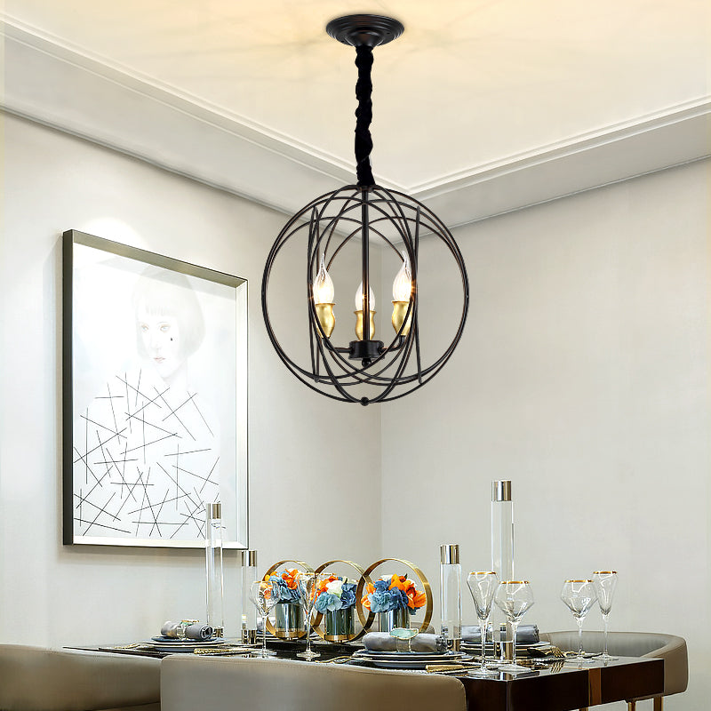 Wrought Iron Hanging Pendant Lights Vintage Global Hanging Lamps for Living Room