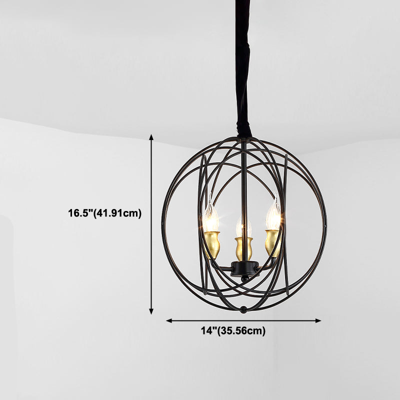 Wrought Iron Hanging Pendant Lights Vintage Global Hanging Lamps for Living Room